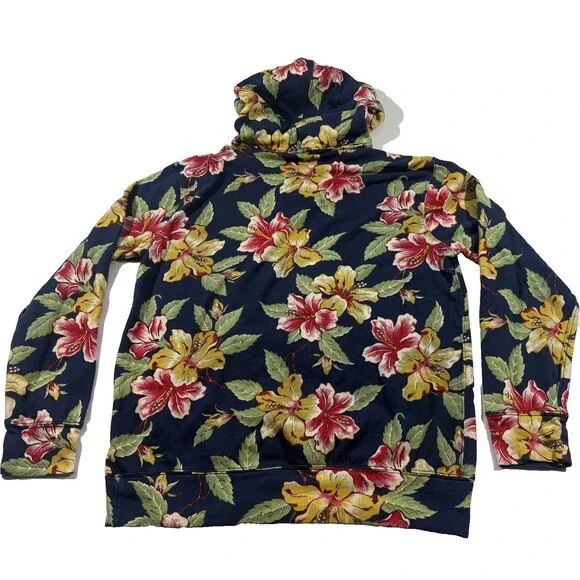Polo Ralph Lauren Mens Floral Cotton Spa Terry Hoodie Pullover Sweatshirt Blue L - Picture 8 of 13
